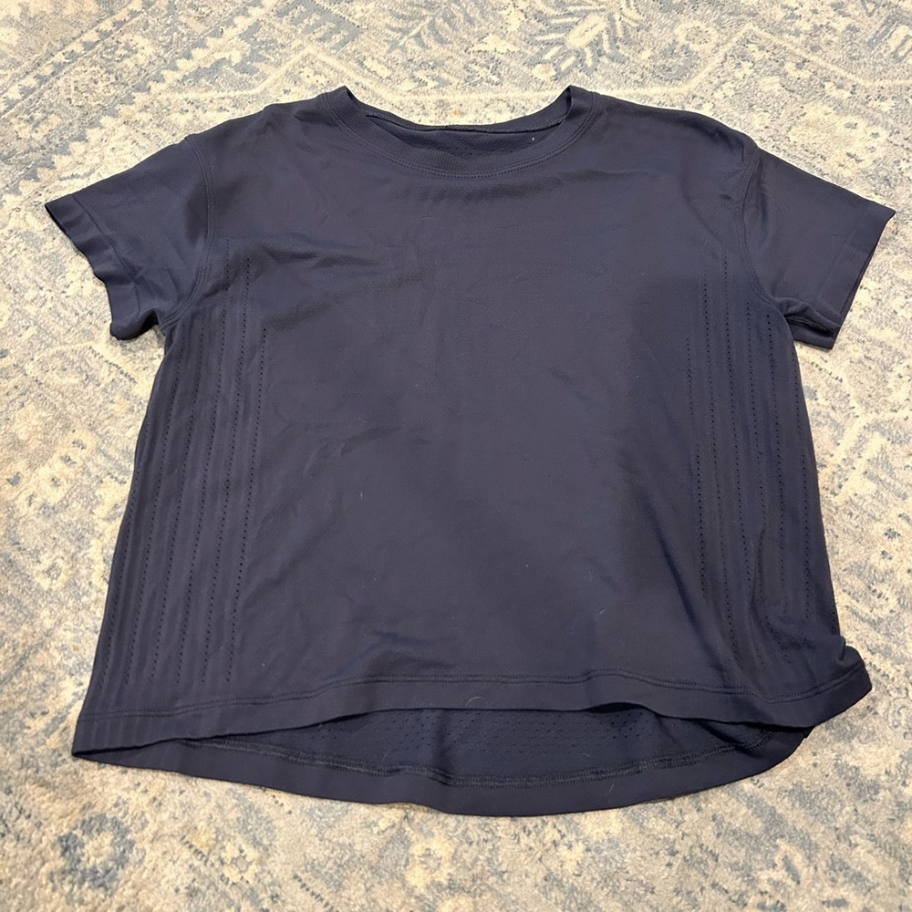 Lululemon Navy Crop Tee 6 Swiftly Material